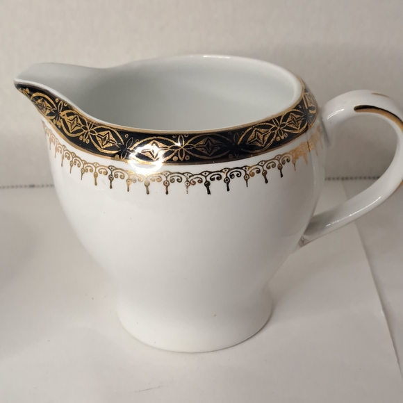 Meakin China Open Sugar Bowl & Creamer England Blue & Gold Hand Painted. - Picture 6 of 8